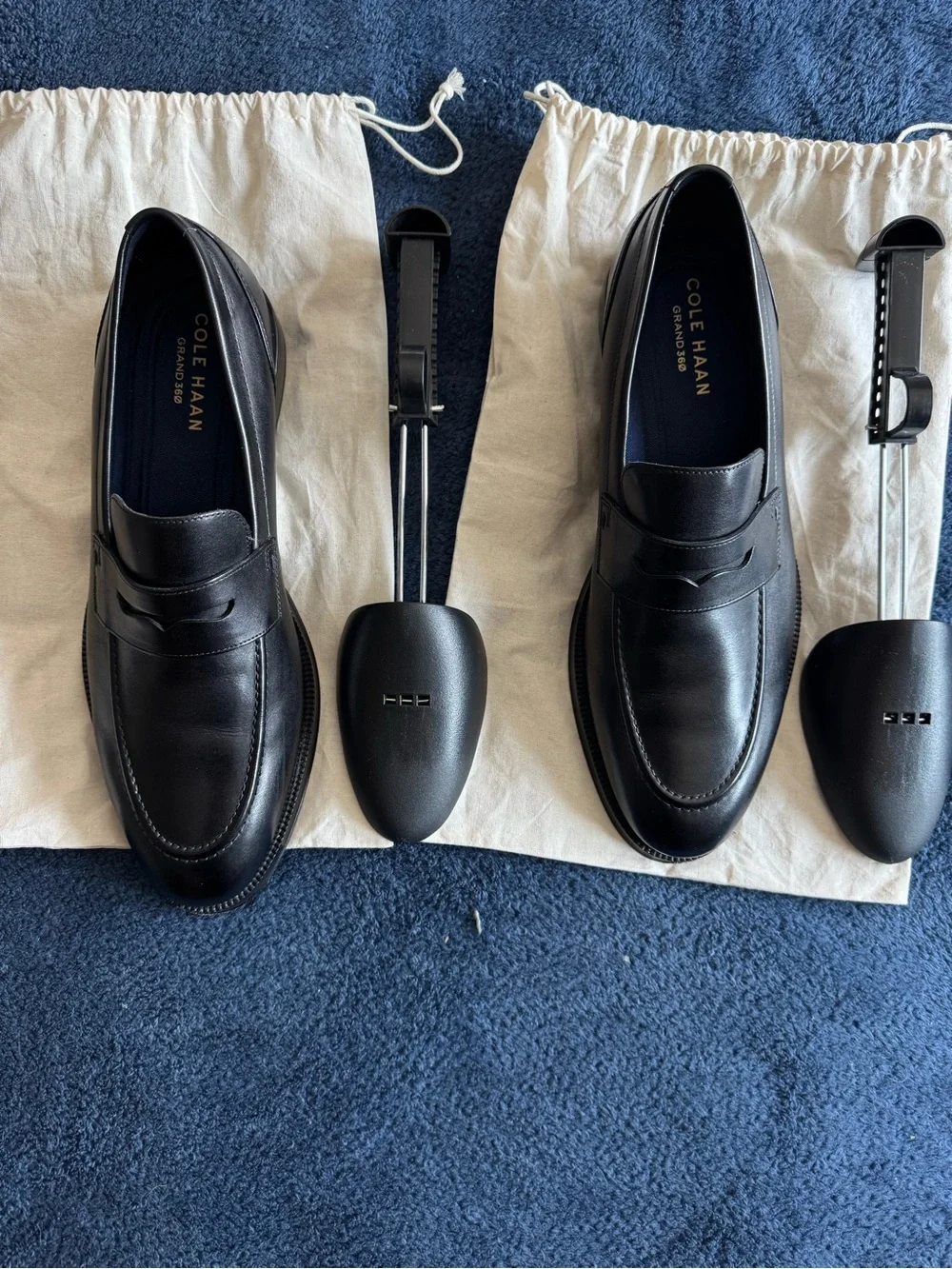 Cole Haan Men’s Black Leather Carney  Penny Loafers